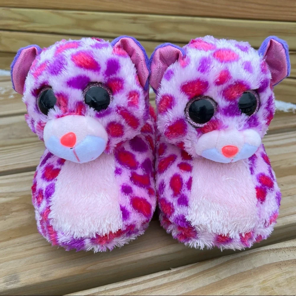 - Ty Pink Spotted Animal Slippers SZ XL! EUC!